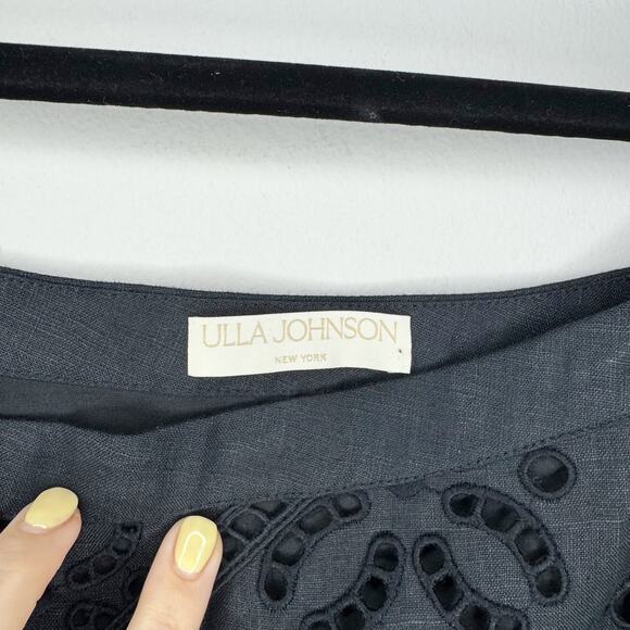 Ulla Johnson Solara Embroidered Black Midi Skirt 6 / Medium - Picture 4 of 7
